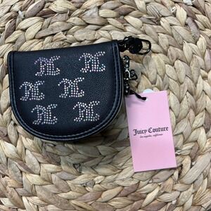 Juicy Couture Black Rhinestone Logo Taking the Lead Mirror Half Moon Wallet